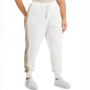NWT Calvin Klein Joggers Plus Size Knit Pants Cream/Gray/Tan Women’s Size 3X $99